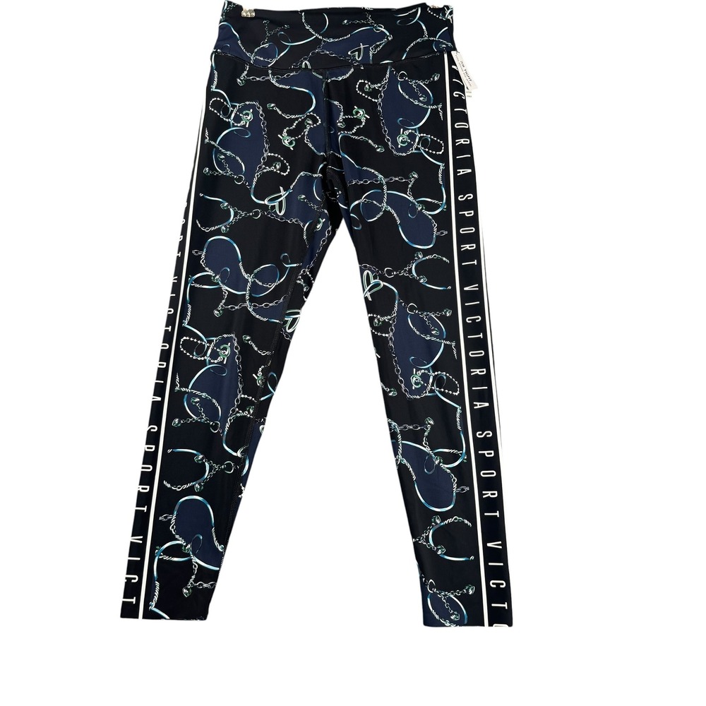 Victoria Sport 7/8 Tight Leggings Navy Chain Print High Rise Womens Medium New
